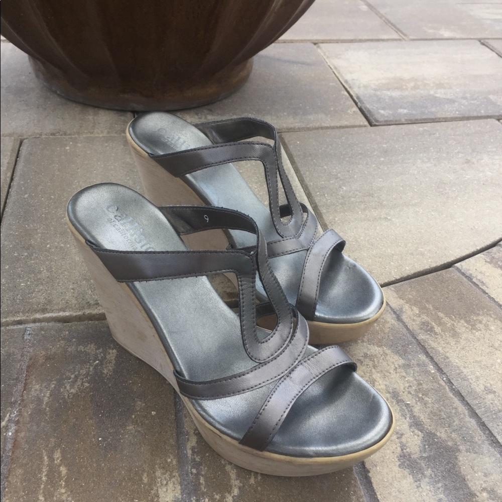 Silver Wedge Heel Sandals